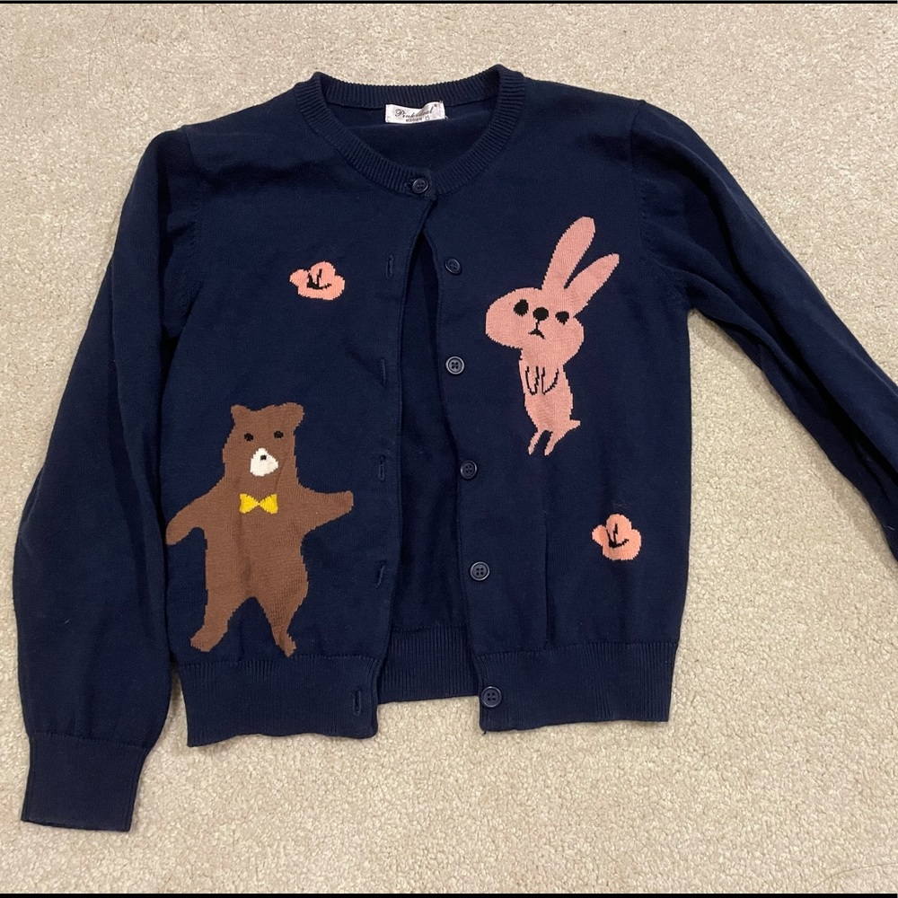 Korean-style navy knit cardigan!